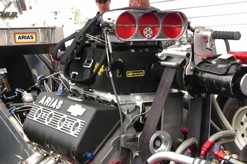 Smokey Allerman On The Unique Arias Hemi-Headed Chevy Engine