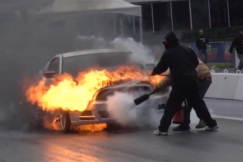 Video: Mustang Erupts Into Flames On The Track At TX2K16