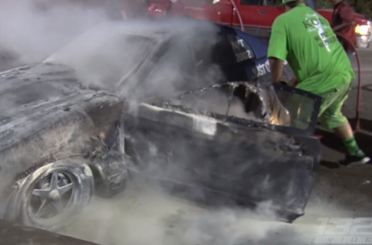 Video: Driver Bails Out Of Wild, Rolling Inferno At KOTS!