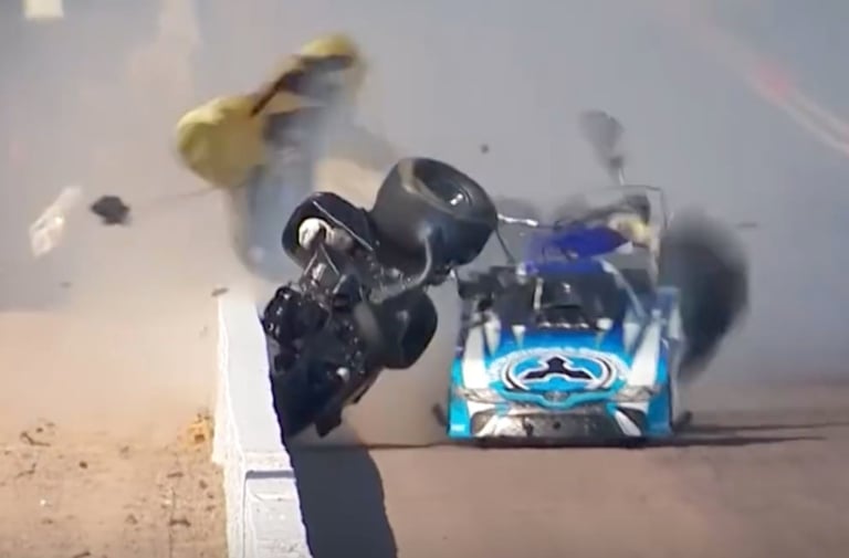 Video: John Force, Jonnie Lindberg Tangle In Wild Phoenix Crash!