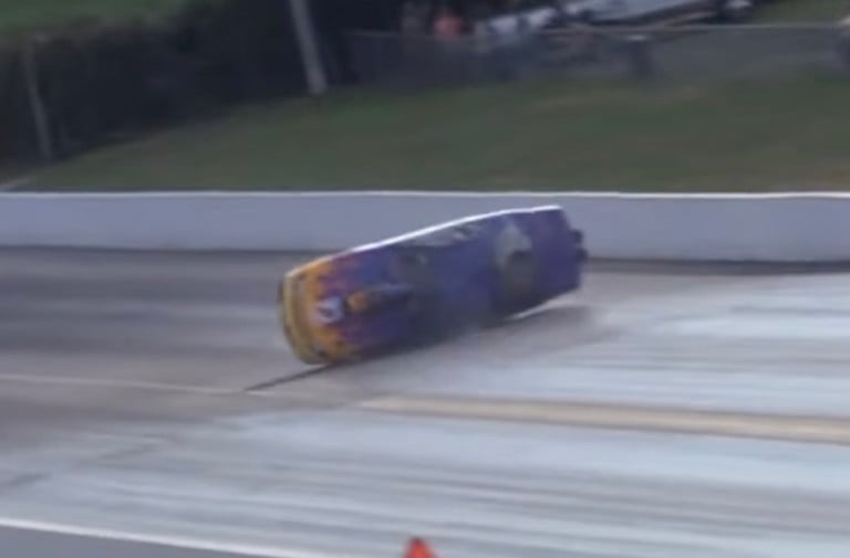 VIDEO: Pro Stock Racer Endures Rollover, Manages To Hit Nothing